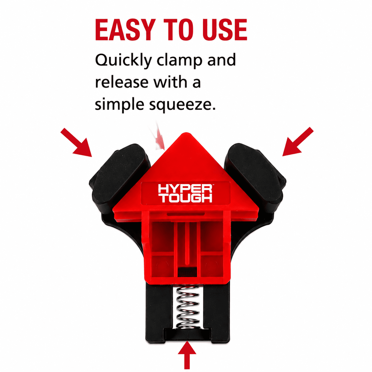 Hyper Tough 90-Degree Corner Clamp Set, 4-Piece Right Angle Clamps for Woodworking, Spring Loaded Corner Jig Tool for Frames, Cabinets & DIY Assembly