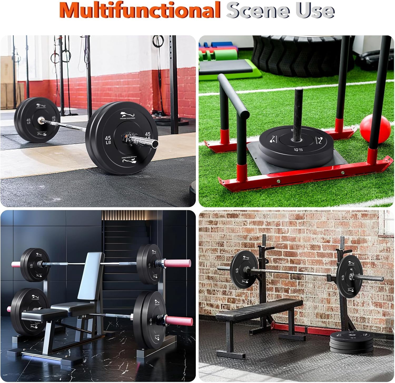 Olym-Pic Bumper Plates Set, 2-Inch Universal Fit Rubber Weight Plates with Steel Insert for Home Gym & Strength Training