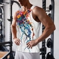 thumbnail image 5 of Zufioo Colorful Floral Jellyfish Print Men's Vest, Sleeveless Quick-drying Muscle T-shirt, Suitable for Sports Fitness, Home Leisure Wear-3X-Large, 5 of 7