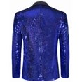thumbnail image 6 of COOFANDY Men's Shiny Sequins Suit Jacket Blazer One Button Banquet Prom Tuxedo New Year Dinner Party Tuxedo Blazer, 6 of 9