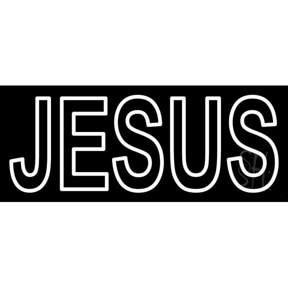 Jesus Block LED Neon Sign 13" Tall x 32" Wide - inches Black Square Cut Acrylic Backing, with Dimmer - Premium built indoor Sign for Home décor, Event, Religious place, Store interior, Office.