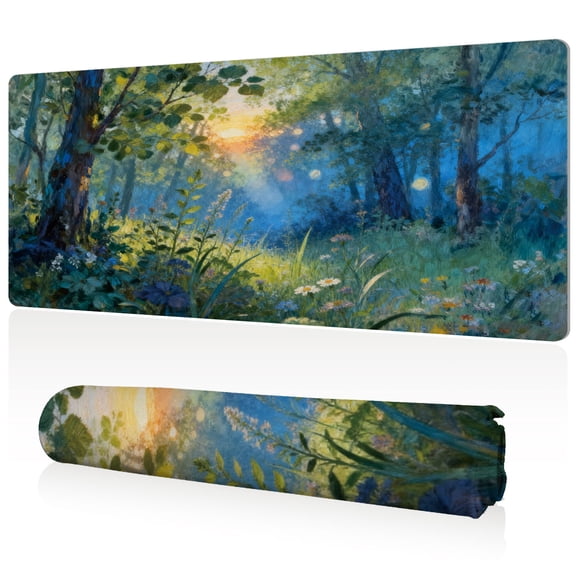 LIVEKEY Large Size Mouse Pad 80x40cm Full Desk Coverage with Serene Mountain Forest Art Durable Easy Clean Non Slip for Gaming Office
