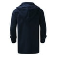 thumbnail image 7 of QHFBli Mens Trench Coat for Winter Men's Winter Hooded Mid-Length Woolen Coat Long Sleeved Turn-Down Collar Horn Button Closure Warm Dark Blue XL, 7 of 7
