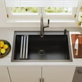 thumbnail image 3 of 33 Inch Black Drop In Kitchen Sink 33x22 Workstation Topmount  Coating Stainless Steel Gunmetal Black Single Bowl Sinks 33" x 22" x 9", 3 of 7
