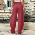 thumbnail image 3 of Womens Pants Women Workout Out Leggings Stretch Waist Button Pocket Yoga Gym Loose Pants Plus Size Wide leg Pants With Pocket for Women, 3 of 4