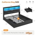 thumbnail image 2 of Upholstered Bed Frame California King Size with Storage Headboard, 4 Drawers and Charging Station, Wooden Platform Bed Frame with LED Lights, PU Leather California King Storage Beds, Black, 2 of 10