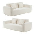 thumbnail image 5 of 76'' Large Corduroy Loveseats Set of 2, 3-Seater Boneless Cloud Sofas with Integrated Cup Holders, No Assembly Compression Couch, Ideal for Small Spaces, White, 5 of 10
