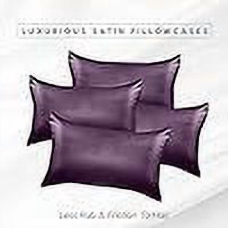 Cooling Viscose Satin Pillowcase 4-Pack Set with Hidden Zipper Closure,King, Purple