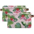 thumbnail image 2 of FREEAMG Flamingo and Leaves Storage Basket, Durable Canvas Organizer With Handles Large Collapsible Storage Bins Boxes for Home Office - 1 Pack, 2 of 7