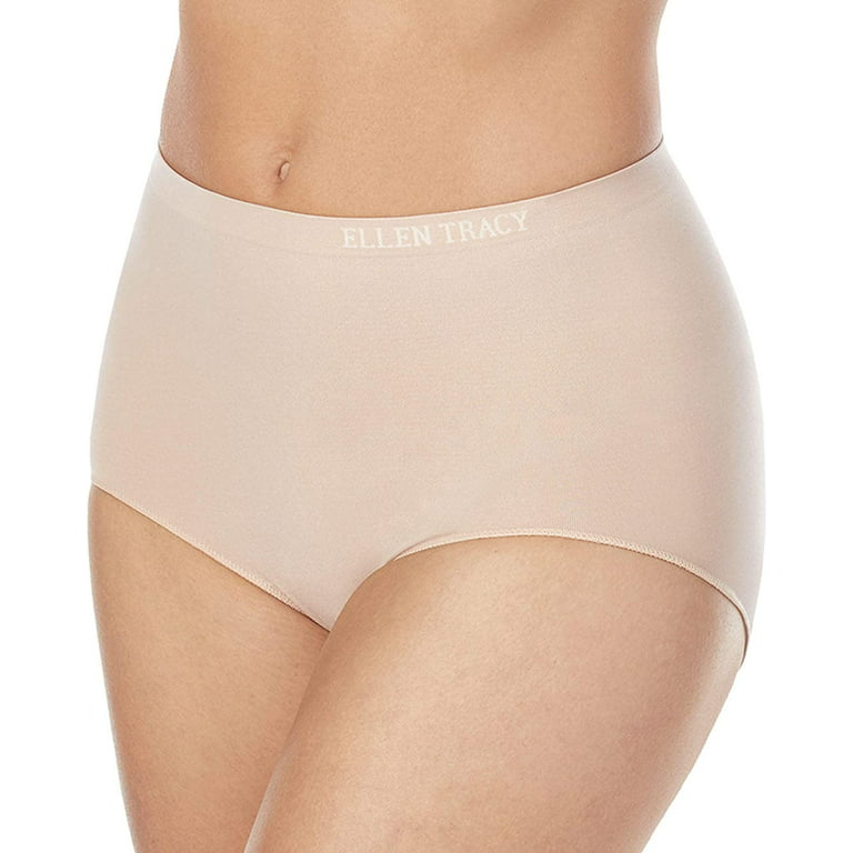 Ellen Tracy Essentials Womens Seamless Briefs 4-Pack Panties (Ivory Tan,  Small)