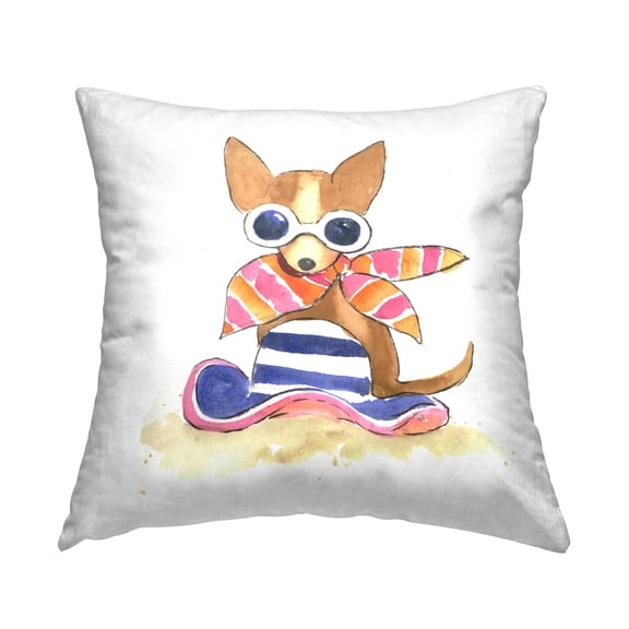 Stupell Industries Sandy Dog on Beach Decorative Printed Throw Pillow Design by Geoff Allen.