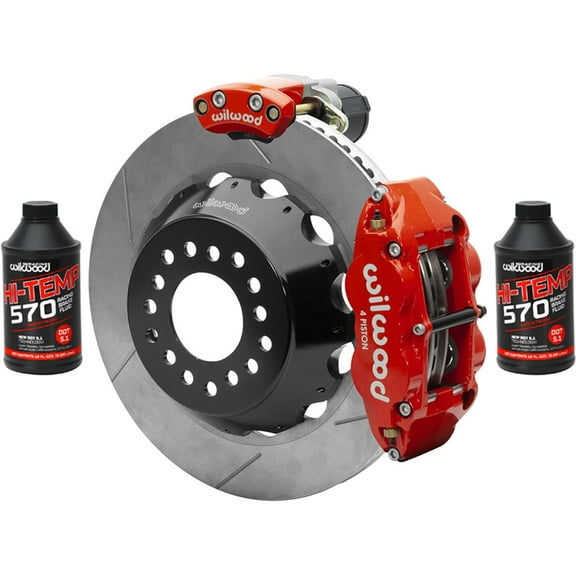 Wilwood 140-16347-R FNSL4R Rear 12.88" EPB Electronic Parking Brake Big Brake Kit with Red Calipers and Slotted Rotors, Compatible with 2000-2009 Honda S2000"