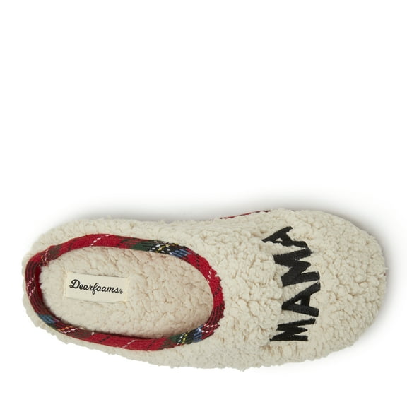 Dearfoams Women's Plaid Mama Bear Clog Slipper