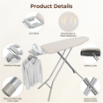thumbnail image 4 of Fullfurnique Full Size Foldable Height-Adjustable Ironing Board with 4 Legs, Beige, 4 of 8