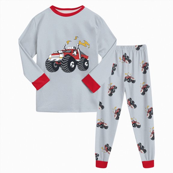 CAICJ98 Boys Pajamas Monster Truck Pjs Set 2-9 Years Toddler Little Kids 2 Piece Long Sleeve Soft Cotton Sleepwear
