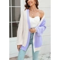 thumbnail image 3 of Asymmetrical Vibrant Color Block Cardigan Sweater Thigh Length Long Sleeves for Women Purple X-Large, 3 of 5