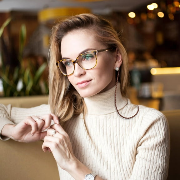 OUNONA  Eyeglasses Holder Stylish Textured Braided Brown for Sports