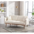 thumbnail image 6 of FFH Convertible Futon Sofa Bed, Upholstered Loveseat Sleeper for Living Room, White Teddy, 6 of 7