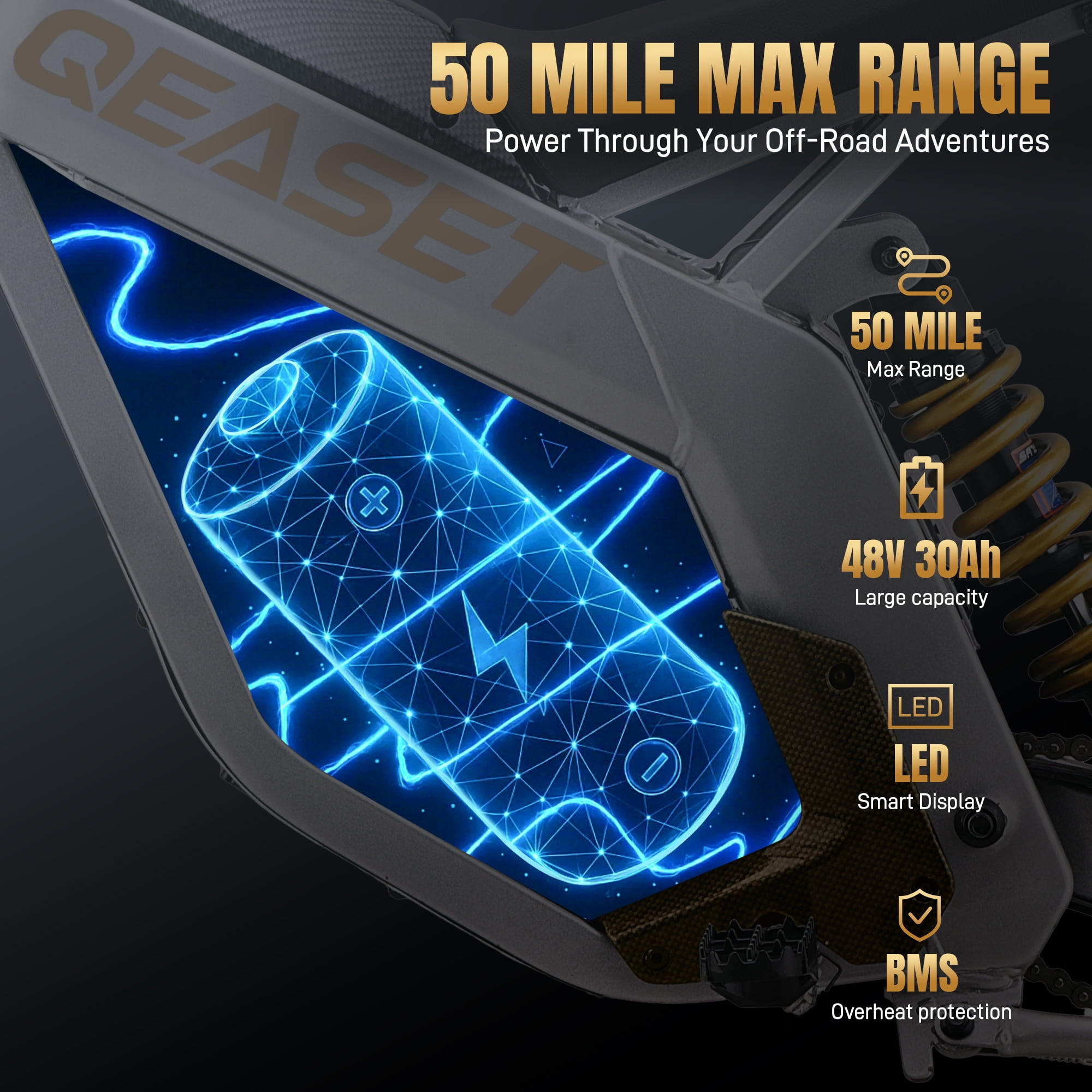 QEASET Electric Dirt Bike, 3000W (Peak Power) 48V, All Terrain Motorized Dirt Bikes, Cool Gifts, Gold