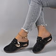 thumbnail image 5 of CYMMPU Women's Metal Buckle Backless Wedge Mules, Round Toe Slip On Cutout Clogs, Lightweight Daily Casual Shoes Black 43, 5 of 9
