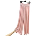 thumbnail image 4 of Womens Plus Size Wide Leg Palazzo Pants Drawstring Elastic Waist Pleated Flowy Trousers Fashion Vacation Workout Pants Pink, 4 of 5