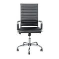 thumbnail image 5 of Okeysen Mid-Back Ribbed Home Office Desk Chair Ergonomic Faux Leather Conference Room Swivel Chairs Adult, Black, 5 of 10