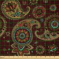thumbnail image 2 of Ambesonne Paisley Fabric by the Yard Microfiber, Middle Eastern Tribual, 10 Yards, Burgundy and Dark Mustard, 2 of 2
