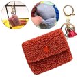 thumbnail image 2 of Women Coin Purse Keychain Creative Fleece Key Ring Tassel Charm with Mini Purse, 2 of 10