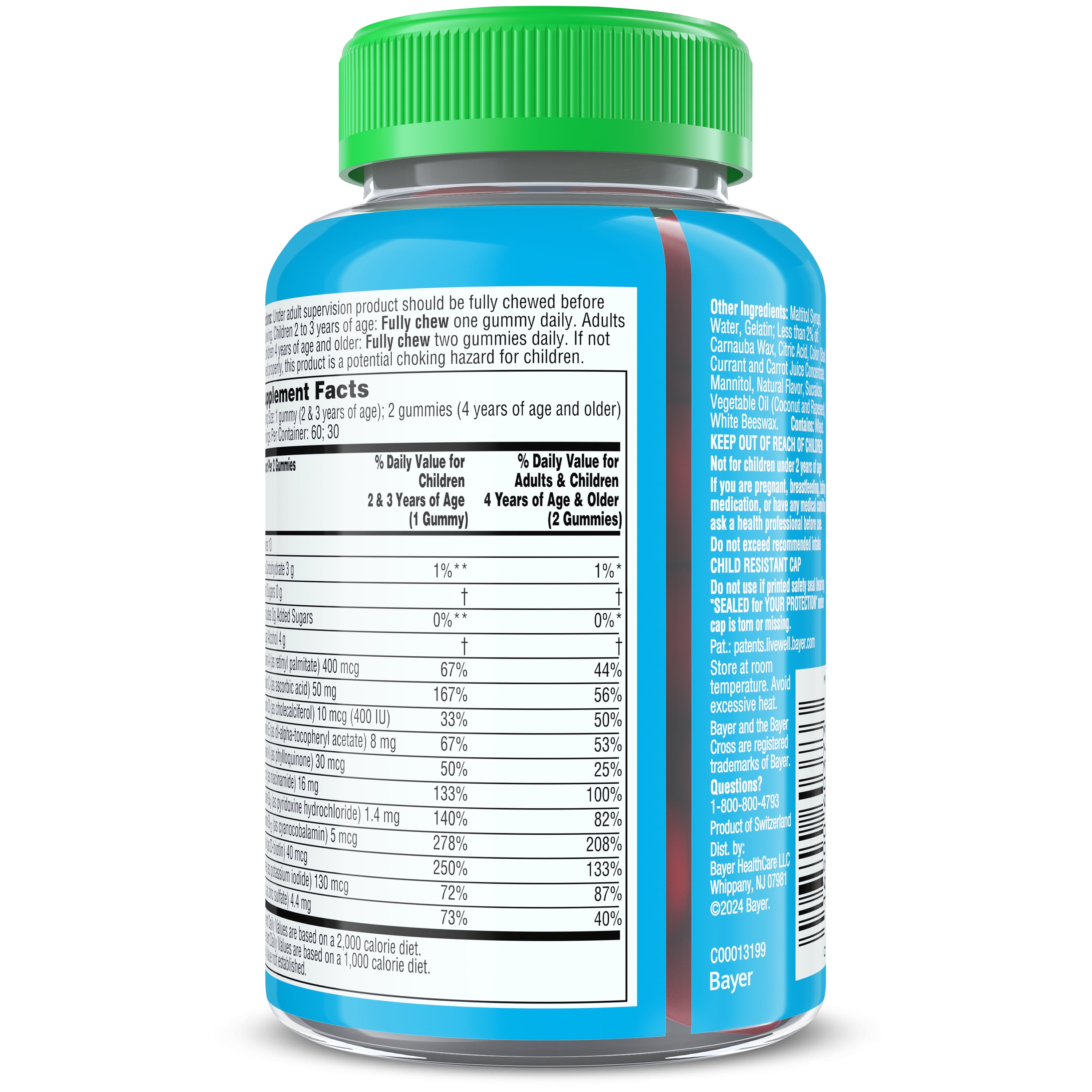 Flintstones Multivitamins for Kids, Sugar Free Kids Multivitamin Gummies, with Vitamins A, C, E, B6 & B12, Raspberry Flavored Gummy Vitamins, 60 Count
