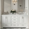 thumbnail image 2 of Ariel Stafford 72 Inch Double Rectangle Sink Bathroom Vanity With Carrara White Quartz Countertop 1.5 Edge In White, 2 of 9