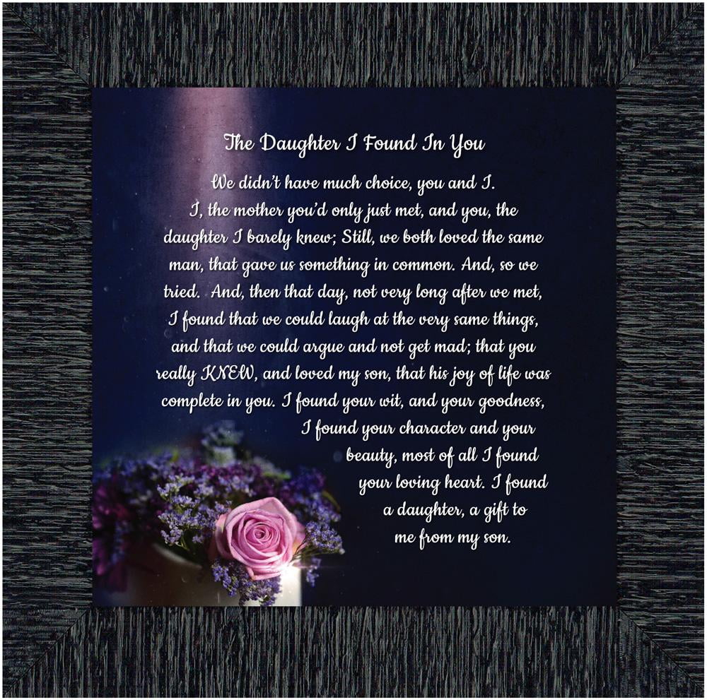 The Daughter I Found in You Framed Poem, Daughter in Law Gifts, Poem ...
