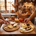 thumbnail image 6 of Fall Pumpkin Wooden Cutting Board,Striped Hardwood Cutting Board With Juice Groove,10.2*7.8 Inch Pumpkin‑Shape Serving Platter,Seasonal Kitchen Decor for Halloween Thanksgiving Party, 6 of 6
