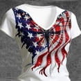 thumbnail image 2 of Felirenzacia Women's 4 of July Graphic T Shirt Basic Printed Round Neck Short Sleeves Tailored Tee Top White,M, 2 of 5