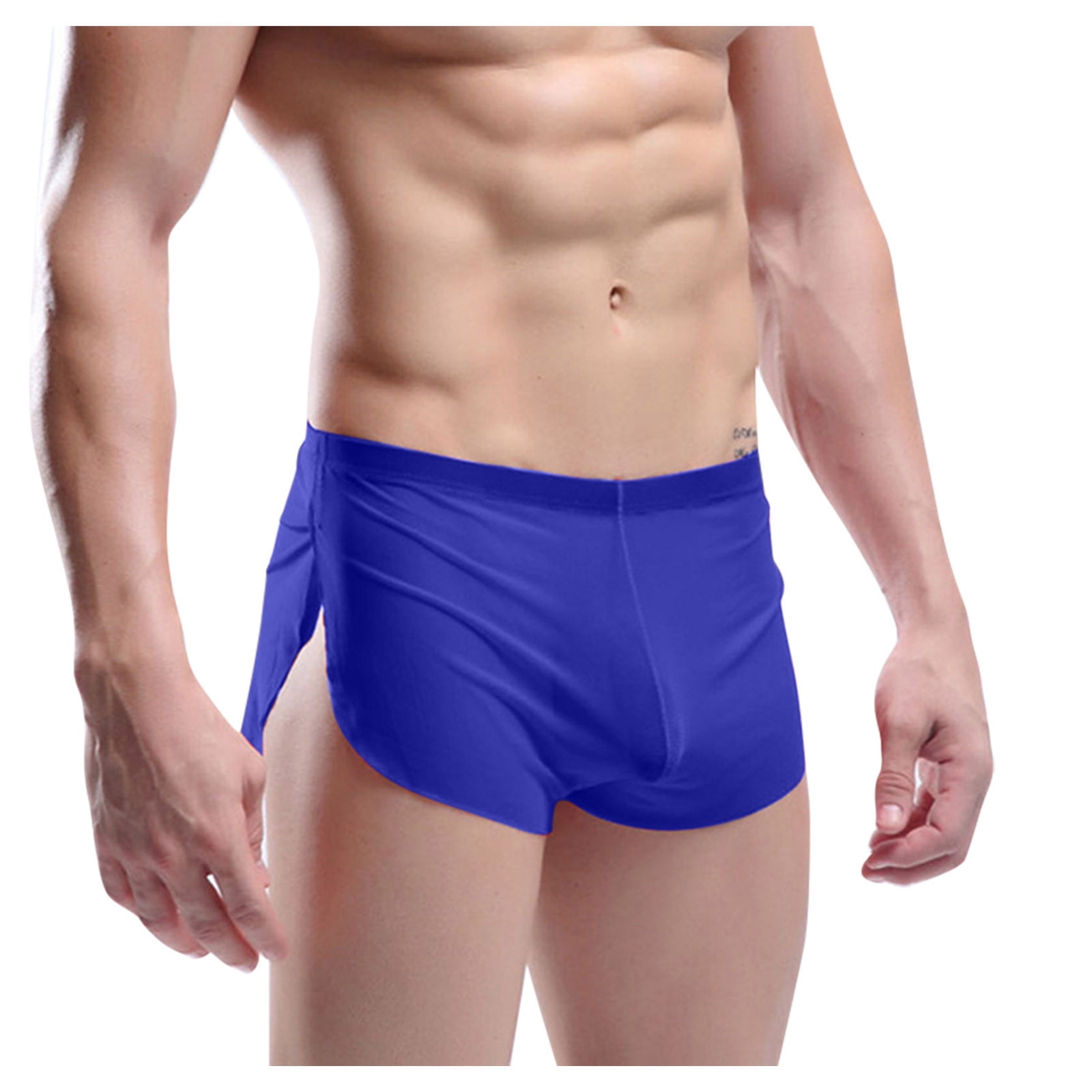 Men's Breathable Panties Satin Sexy Split Side Boxer Briefs Soft