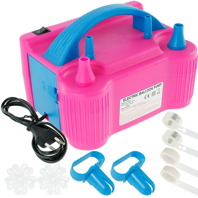 Muyoka Bomba de globo eléctrica, 220 V 600 W, soplador de globo de doble boquilla, inflador de globo portátil con herramienta de atado, bomba de aire de globo para arco de globo, guirnalda, fiesta de Muyoka Hogar