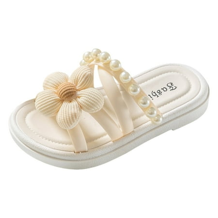 

JUMESG Girls Slides Big Girl Sliders Boys Kids Sandals Beach Shower Shoe Girls Boys Pool Slide Sandals Slippers (Beige 7-8 Years)