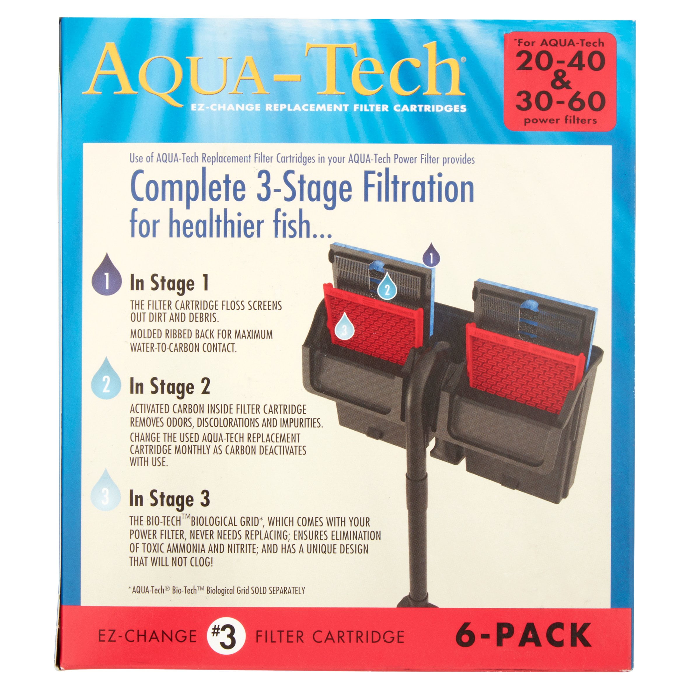 Aqua-Tech EZ-Change Aquarium Filter Cartridge 10-20 Power Filters 3-Pack