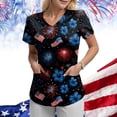 thumbnail image 2 of GEWSEY Scrubs for Women Patriotic Nurse Shirt 4th of July Plus Size V Neck Short Sleeve Scrub Top American Flag Nursing Tops (Black, M), 2 of 8