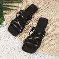 thumbnail image 4 of Domuza Women's Slide Sandals Chic Cross-Strap & Comfy Flat Shoes 2026 Summer Black 7.5（EU-39）, 4 of 5