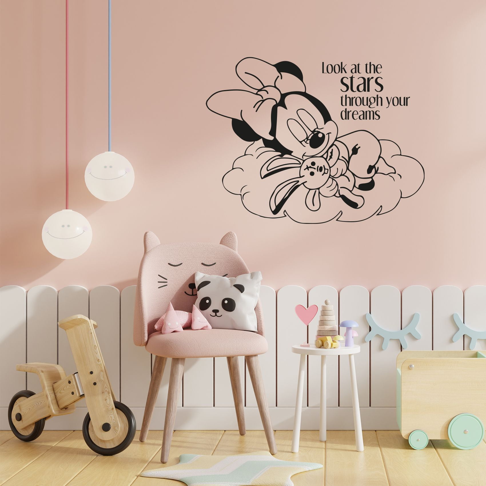 Wall Stickers custom baby name Minnie mouse star vinyl decal decor Nursery kids 