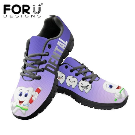 

Ladies Spring Flat Shoes Cartoon Dental Medical Pattern Breathable Air Mesh Sneakers Women s Casual Lace Up Shoes