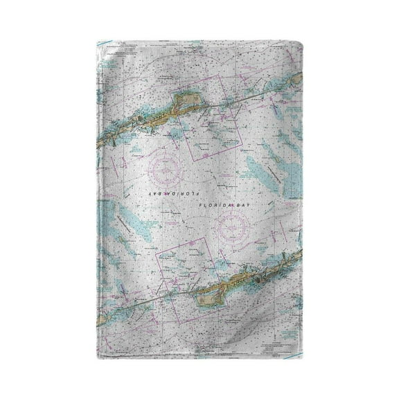 Betsy Drake Interiors Miami to Marathon & Florida Bay, FL Nautical Map Kitchen Towel