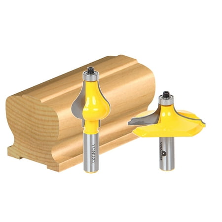 

2 Bit Handrail Router Bit Set - Thumbnail Bead/Flute - 1/2 Shank -Yonico 18230