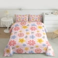 thumbnail image 2 of jejeloiu Kawaii Rainbow Daisy Bedding Comforter Set,Cute Cartoon Flower Floral Twin Comforter Sets,Girl Pink Bedding Set For Kids Teens,Ultra Soft Home Decor Reversible,2 Pieces, 2 of 8