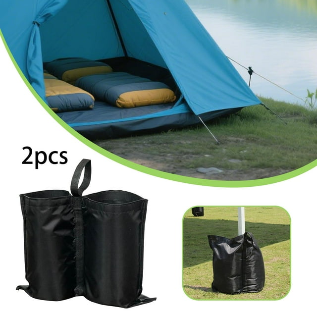 2 bolsas de peso para toldo, para gazebo, vacías, con asa, para tienda de campaña al libre, con anclaje para toldo de RV, gazebo, color negro