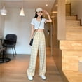 thumbnail image 2 of Harajuku Wide Leg Pants For Women Korean Style High Waist Plaid Wide Pants, 2 of 6