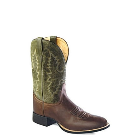 Old West Green Mens Leather 11in Vintage Shaft Cowboy Western Boots 8 EE