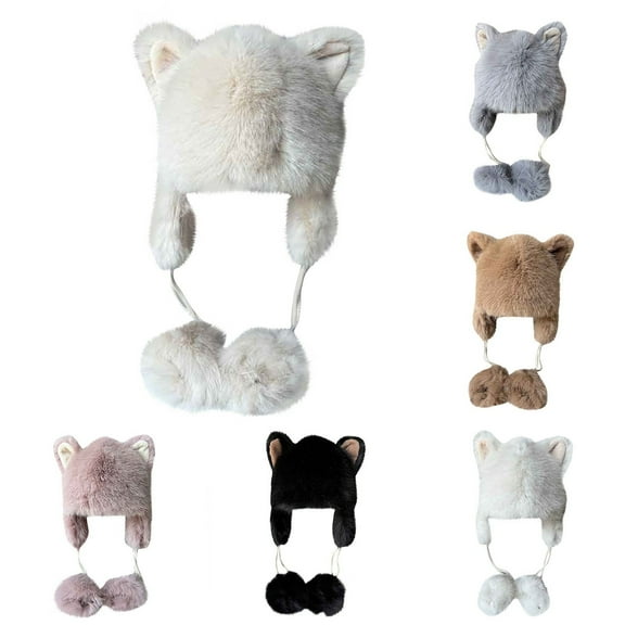 Winter Trapper HatsWomens Winter Solid Color Ears Fashion Plush Hat Warm And Cold Proof Ear Cap