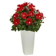 thumbnail image 1 of Nearly Natural 6379 Hibiscus Artificial Plant in White Tower Planter, 1 of 1