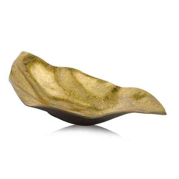 HomeRoots 18" Gold Modern Wavy Aluminum Centerpiece Bowl